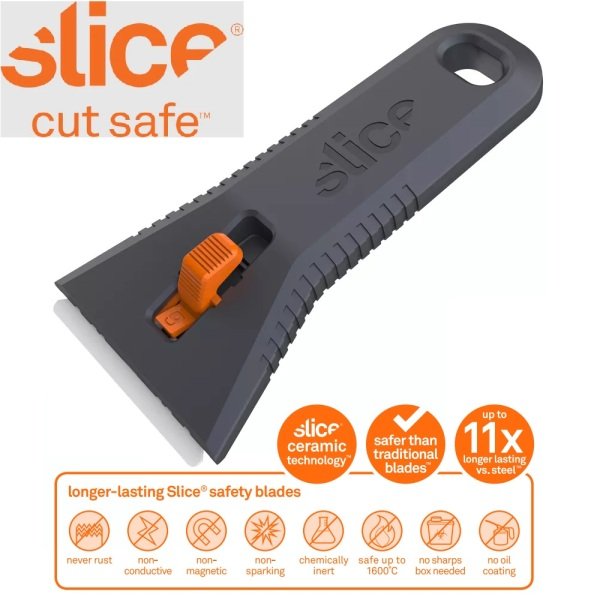 Razuitor cu lama ceramica, retractabila, Slice Manual Utility Scraper, nu zgarie si nu rugineste, indeparteaza murdaria dificila sau incrustata de pe geamuri si pardoseli