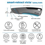 PHC-E13302-9_Cutter cu lama din otel-carbon, autoretractabila, VICTA smart-retract safety knife, maner metalic si lama inteligenta ce se retrage imediat ce lama pierde contactul cu materialul de taiat_3