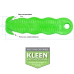 PHC-KCJ-1X_Cutter pentru taierea ambalajelor, Klever KLEEN ™ Kutter, verde, lama din otel, incorporata, in maner, pentru protectia mainilor utilizatorului, maner ergonomic_dimensiuni