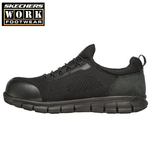 Pantofi de protectie, S1P, SRC, ESD, model sport, SKECHERS SYNERGY-OMAT, usori si confortabili, bombeu din aluminiu, plasa 3D pentru respirabilitate, intaritura TPU pe varf, piele pe calcai