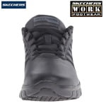 SK76576EC-BLK_Pantofi ocupationali OB E FO, SRC, model sport pentru femei, SKECHERS SURE TRACK – ERATH. negri, din piele neteda moale, talpa usoara, flexibila, care absoarbe socurile_fata
