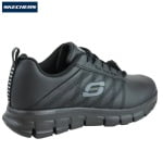 SK76576EC-BLK_Pantofi ocupationali OB E FO, SRC, model sport pentru femei, SKECHERS SURE TRACK – ERATH. negri, din piele neteda moale, talpa usoara, flexibila, care absoarbe socurile_lateral_spate