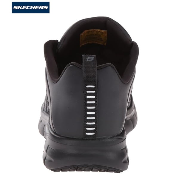Pantofi ocupationali OB E FO, SRC, model sport pentru femei, SKECHERS SURE TRACK - ERATH. negri, din piele neteda moale, talpa usoara, flexibila,anti-alunecare, care absoarbe socurile