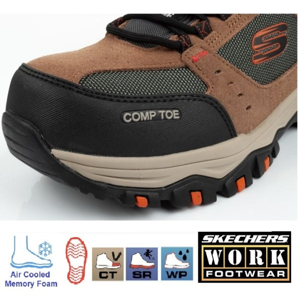 Pantofi de protectie impermeabili, pentru barbati, SB, WR, SRA, SKECHERS Greetah Comp Toe, cu bombeu  compozit, din piele intoarsa si material textil hidrofug, cu cusaturi sigilate, usori si comfortabili