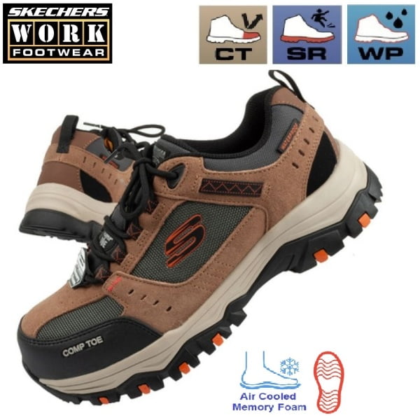 Pantofi de protectie impermeabili, pentru barbati, SB, WR, SRA, SKECHERS Greetah Comp Toe, cu bombeu  compozit, din piele intoarsa si material textil hidrofug, cu cusaturi sigilate, usori si comfortabili