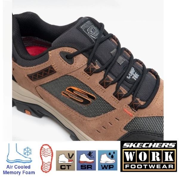 Pantofi de protectie impermeabili, pentru barbati, SB, WR, SRA, SKECHERS Greetah Comp Toe, cu bombeu  compozit, din piele intoarsa si material textil hidrofug, cu cusaturi sigilate, usori si comfortabili