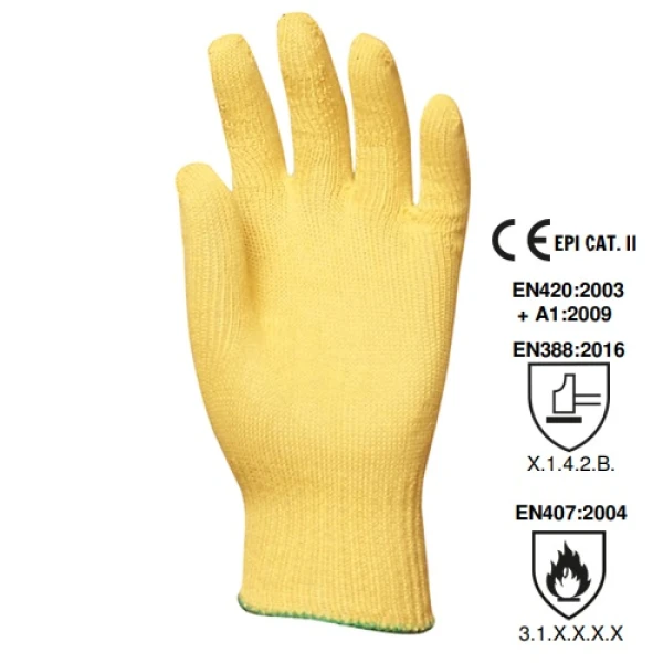 Manusa de protectie termica si anti-taiere nivel B, EUROHEAT 4600, rezistenta moderata la taiere, protectie la temperatura 100°C pentru 15 sec, din KEVLAR, culoare galben, marime 9, Coverguard