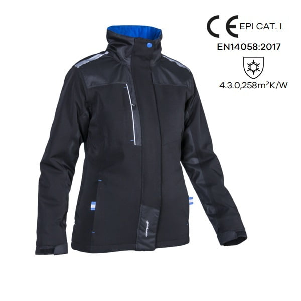 Geaca impermeabila, captusita pentru femei Hibari, neagra, softshell, impermeabilitate 5000 mm, respirabilitate 600 g/m²/24h, Coverguard