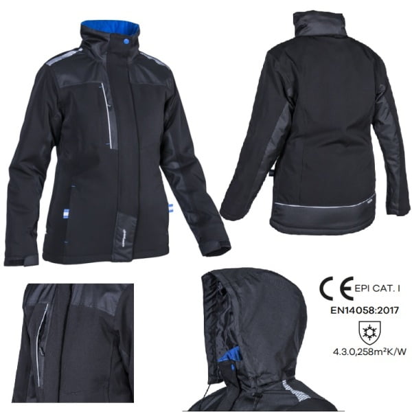 Geaca impermeabila, captusita pentru femei Hibari, neagra, softshell, impermeabilitate 5000 mm, respirabilitate 600 g/m²/24h, Coverguard