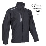 CG5HOT01_Jacheta impermeabila pentru ploaie si vant, Hotaru, neagra, elemente reflectorizante, impermeabilitate 8 000 mm, respirabilitate 5 000 gm²24h_fata