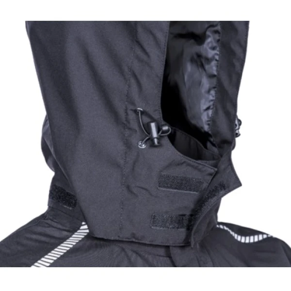 Jacheta impermeabila pentru ploaie si vant, Hotaru, neagra, elemente reflectorizante, impermeabilitate 8 000 mm, respirabilitate 5 000 g/m²/24h