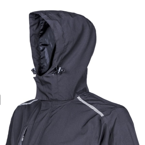 Jacheta impermeabila pentru ploaie si vant, Hotaru, neagra, elemente reflectorizante, impermeabilitate 8 000 mm, respirabilitate 5 000 g/m²/24h