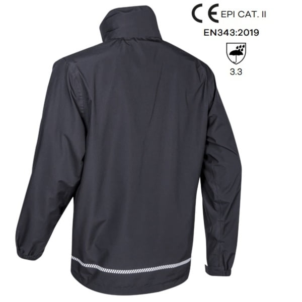 Jacheta impermeabila pentru ploaie si vant, Hotaru, neagra, elemente reflectorizante, impermeabilitate 8 000 mm, respirabilitate 5 000 g/m²/24h