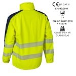 CG5HOT16_Jacheta impermeabila HI-Viz, ploaie si vant, Hotaru, vizibilitate ridicata, galben-albastru, benzi reflectorizante, impermeabilitate 8000 mm, respirabilitate 5000 gm²24h_spate