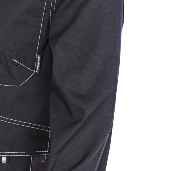 Haina de lucru functionala, Orosi, neagra, cu buzunare multiple, 65% poliester, 35% bumbac – 240/m², material rezistent la uzura, Ripstop, design modern