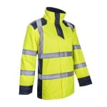 CG5SOK16_Geaca de iarna, impermeabila, HI-Viz, SOKOBIE, galben-albastru, cu captuseala Sorona, protectie la temperaturi scazute, ploaie si vant, benzi reflectorizante_fata