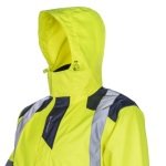 CG5SOK16_Geaca de iarna, impermeabila, HI-Viz, SOKOBIE, galben-albastru, cu captuseala Sorona, protectie la temperaturi scazute, ploaie si vant, benzi reflectorizante_gluga