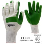 CGMO3840_Manusi de protectie pentru manipulari generale si grele, EUROSTRONG 3840, alb-verde, imersate dublu in latex, intaritura pe palma , degetul mare si aratator si osul pumnului_1