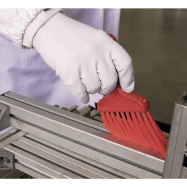 Matura de mana, cu maner scurt, peri lungi, duritate mare, alba, rezistenta la 121°C, margini, adancituri, colturi sau spatii mici, inguste, autoclavare, pentru industria alimentara, certificare HACCP, FDA Copy