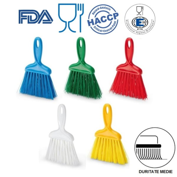 Matura de mana, cu maner scurt, peri lungi, duritate mare, alba, rezistenta la 121°C, margini, adancituri, colturi sau spatii mici, inguste, autoclavare, pentru industria alimentara, certificare HACCP, FDA Copy