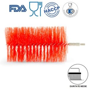 IGX1069RM_Perie tubulara pentru curatarea tevilor lungi, interschimbabila, diametrul Ø100 mm, duritate medie, rosie, autoclavare 121 °C, pentru industria alimentara, certificata HACCP, FDA