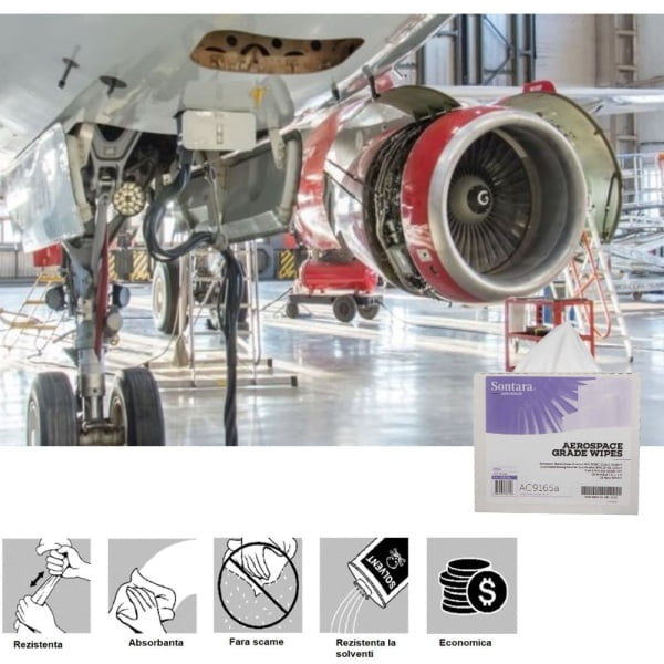 Lavete industriale Sontara ® AC Grade Wipes AC9165, Aerospace, alba, scamosare extrem de redusa, certificata AMS 3819D, Clasa 2, Grad A, Boeing BMS15-5G, Clasa A, POP-Up Box, 22.9 x 41.9 cm, 100 lavete / cutie, D3657415