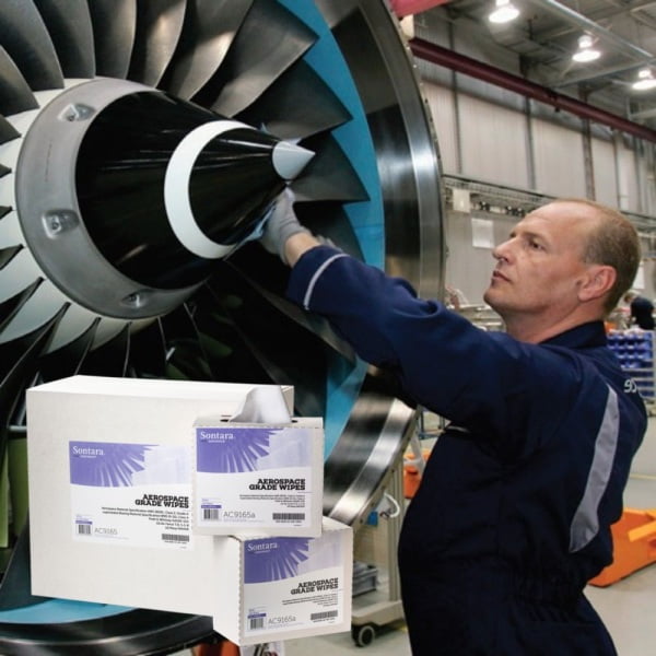 Lavete industriale Sontara ® AC Grade Wipes AC9165, Aerospace, alba, scamosare extrem de redusa, certificata AMS 3819D, Clasa 2, Grad A, Boeing BMS15-5G, Clasa A, POP-Up Box, 22.9 x 41.9 cm, 100 lavete / cutie, D3657415
