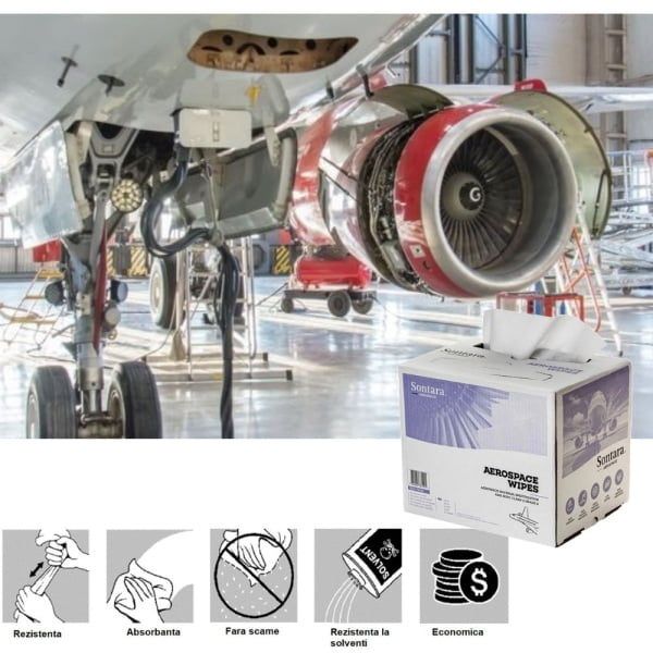 Lavete industriale Sontara ® AC, Aerospace, alba, cu scamosare extrem de redusa, pentru stergeri critice, certificata AMS 3819C Clasa 2 Grad A, POP-Up Box, 30,5 x 42cm, 250 lavete / cutie, D20000222