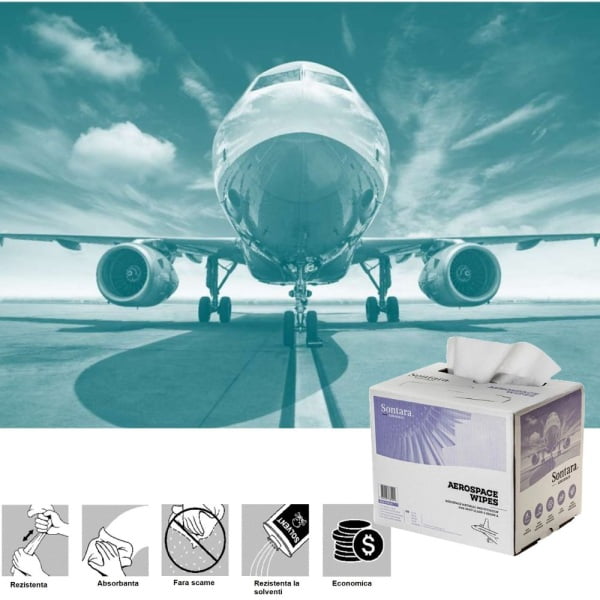Lavete industriale Sontara ® AC, Aerospace, alba, cu scamosare extrem de redusa, pentru stergeri critice, certificata AMS 3819C Clasa 2 Grad A, POP-Up Box, 30,5 x 42cm, 250 lavete / cutie, D20000222