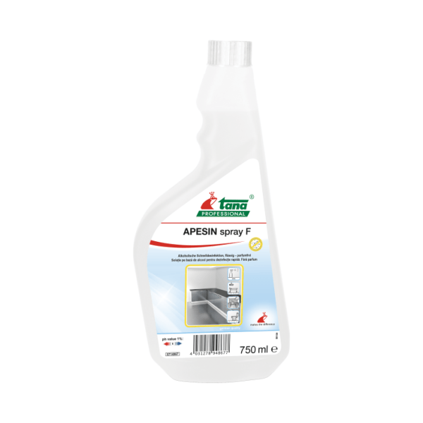 Dezinfectant rapid pentru suprafete, ce nu necesita clatire, APESIN Spray F, 750ml, pe baza de alcool, fara parfum, pentru domeniul sanitar, alimentar, industrial si institutional