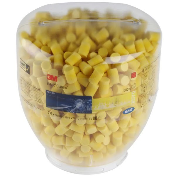 Recipient cu rezerve antifoane interne de unica folosinta, 3M™ E-A-R™ Classic PD-01-001, 500 de perechi/pachet, pentru utilizarea impreuna cu Dispenserul 3M™ One-Touch™