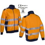 CG5GOK17_Jacheta termica Hi-Viz Gokkan, portocaliu HV-albastru inchis, fleece 300 grm², 75% poliester, 25% bumbac, benzi reflectorizante 5cm, calduroasa, confortabila_princ2