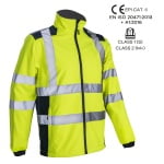 CG5KPA16_Jacheta impermeabila HI-Viz-Kanpa, galben HV-albastru, Softshell in 3 straturi, benzi reflectorizante, impermeabilitate 8000 mm, respirabilitate 3000 gm²24h_fata