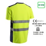 CG5NEK160_Tricou cu maneca scurta Hi-Viz, protectie UV, Nekki, galben Hv-albastru inchis, anti-UV – UPF35+, benzi reflectorizante, Coverguard_spate