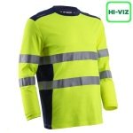 CG5RIK160_Tricou cu maneca lunga hi-Viz, protectie UV, Rikka, galben Hv-albastru inchis, cu tratament anti-UV – UPF35+, cu benzi reflectorizante-fata