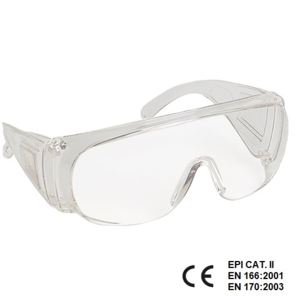 Ochelari de protectie Visilux, panoramici, lentile incolore din policarbonat, tratate anti-UV, rezistenti la temperaturi ridicate, Coverguard