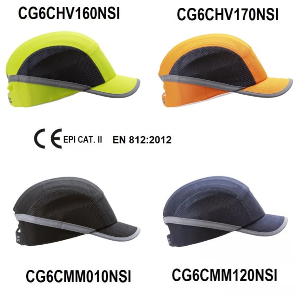Sapca anti-soc, portocaliu HI-Viz, tip baseball, protectie impotriva impactului lateral, din ABS, perna din spuma EVA, ventilatie laterala, cozoroc mediu - 5cm, elemente reflectorizante