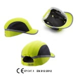 CG6CHV160NSI_Sapca anti-soc, galben HI-Viz, tip baseball, din ABS, perna din spuma EVA, ventilatie laterala, cozoroc mediu – 5cm, elemente reflectorizante_princ