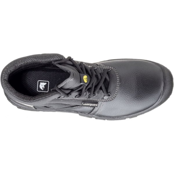 Bocanci de protectie S3, SRC, ESD, AZURITE II, din piele integrala neagra, impermeabila, bombeu metalic, talpa rezistenta la alunecare din PU, banda reflectorizanta, Coverguard