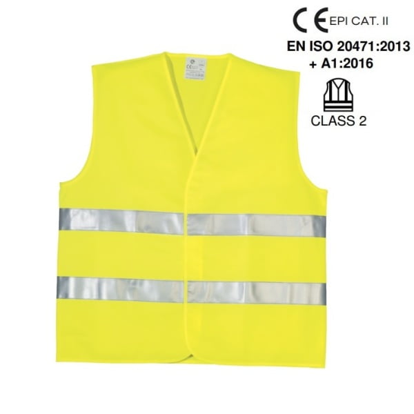 Vesta reflectorizanta galben HI-Viz, Yard, din poliester, 2 benzi reflectorizante de 5cm, inchidere cu scai, EN ISO 20471, Clasa 2