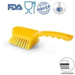 IGX1007YM_Perie de mana cu maner scurt, Igeax 1007, duritate medie, galbena, rezistenta la 121°C, autoclavare pentru industria alimentara, certificare HACCP, FDA