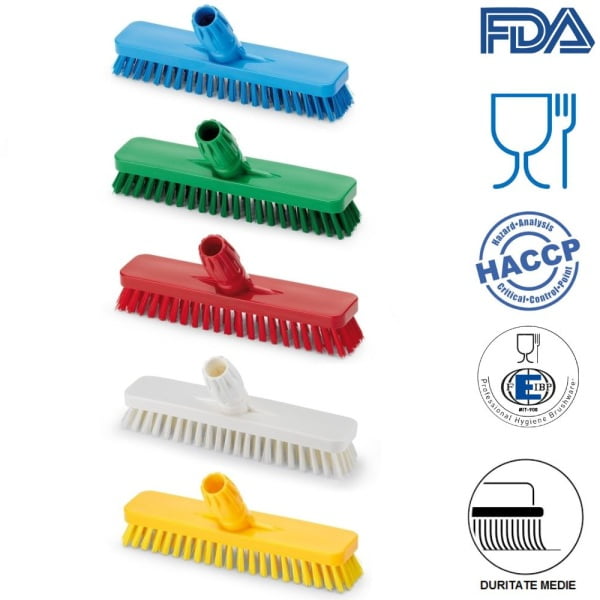 Perie pentru pardoseli si pereti, 30 cm, Igeax 1016, duritate medie, portocaliu, rezistenta la 121°C, autoclavare  pentru industria alimentara, certificare HACCP, FDA