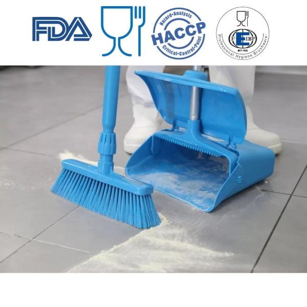 Faras rabatabil cu maner lung 80 cm, tip lobby pan, IGEAX 1082, rosu, cu capac, rezistent la 121 °C autoclavare, pentru industria alimentara, certificata HACCP, FDA