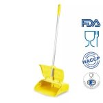 IGX1082Y_Faras rabatabil cu maner lung 80 cm, tip lobby pan, IGEAX 1082, galben, cu capac, rezistent la 121 °C autoclavare, industria alimentara, HACCP, FDA