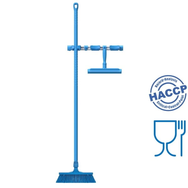 Suport ustensile cu prindere de perete, Igeax 1084, cu 3 suporturi pentru manere si 2 carlige, 50 cm, verde, certificat Food Contact, conform HACCP