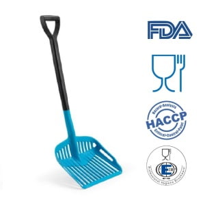 Lopata cu orificii pentru scurgerea lichidelor, IGEAX 1103, albastra, potrivita pentru manipularea materialelor voluminoase, certificata pentru industria alimentara, HACCP, FDA