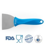 IGX1124B_Scraper (Spaclu, Racleta) cu lama din otel inoxidabil, 75 mm, cu maner albastru din plastic, rezistent pana la 121°C, industria alimentara, certificata HACCP, FDA_6