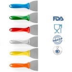 IGX1124_Scraper (Spaclu, Racleta) cu lama din otel inoxidabil, 75 mm, cu maner colorat din plastic, rezistent pana la 121° C, pentru industria alimentara, certificata HACCP, FDA_1