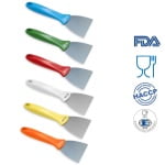 IGX1124_Scraper (Spaclu, Racleta) cu lama din otel inoxidabil, 75 mm, cu maner colorat din plastic, rezistent pana la 121° C, pentru industria alimentara, certificata HACCP, FDA_2