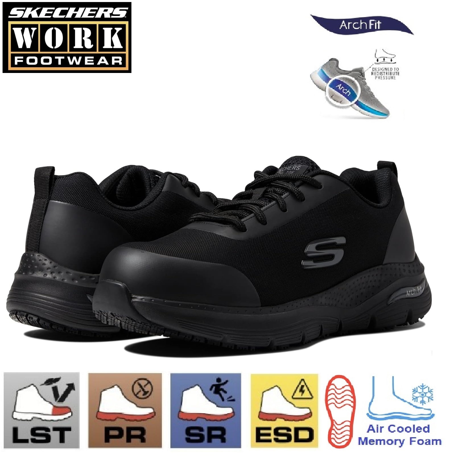 Pantofi de protectie S3, SRC, ESD, model sport, Skechers Ringstap